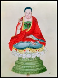 Buddha auf einer Lotusblume sitzend