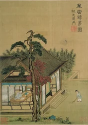 Das Buch der Wandlungen lesen, aus einem Album von Gemälden nach Meistern der Song- und Yuan-Dynastie