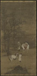 Winterlandschaft mit Pferden und Pflegern, Ming- oder Qing-Dynastie