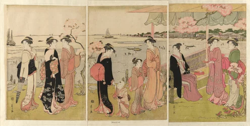 Beobachtung des Muschelsammelns bei Ebbe in Shinagawa (Shinagawa shiohigari kenbutsu)