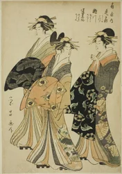 Die Kurtisanen Hanaogi, Segawa und Miyahito vom Ogiya
