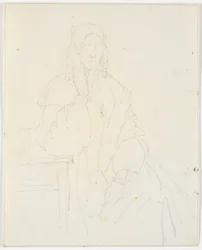 Skizze von Kommandeur Købkes Frau Jacobine, geborene Feilberg