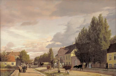 Straßenszene in Østerbro bei Kopenhagen. Morgenlicht