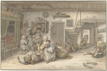 Interieur mit Bauernfamilie