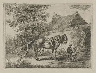 Junge mit einem Pferd und Hund
