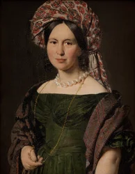 Cathrine Jensen, geborene Lorenzen, die Frau des Künstlers mit Turban