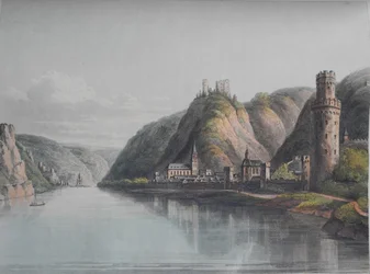 Ansicht von Oberwesel. Aus: Eine malerische Tour entlang des Rheins von Mainz bis Köln, 1820