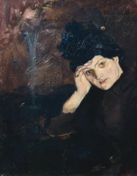 Albertine mit einem schwarzen Hut