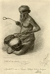 Menika - Trommler am Tempel des Zahns, Kandy, Ceylon, 1898