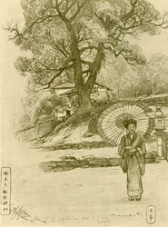 Frau mit Sonnenschirm, Nagasaki, Japan