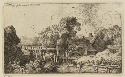 Eine Mühle mit einem hohen Gerinne