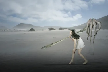 Surrealer Oktopus-Strandwanderer