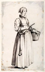 Figur mit Korb und Messer