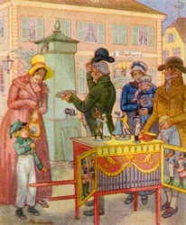 Leierkasten mit Tanzpuppen