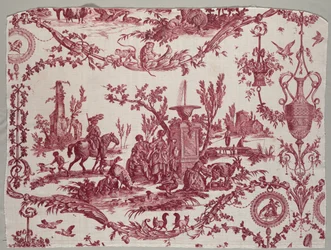 Fragmente von Kupferplatten bedruckter Baumwolle, ca. 1789