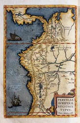 Karte von Peru, aus den Aufzeichnungen der Expedition von Hernando de Soto 1570