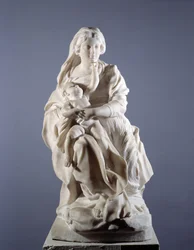 Jungfrau und Kind Marmorskulptur