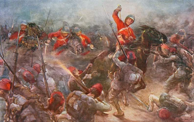 Der Angriff der Drury Lowes Kavallerie bei Kassassin, 28. August 1882, Illustration aus 