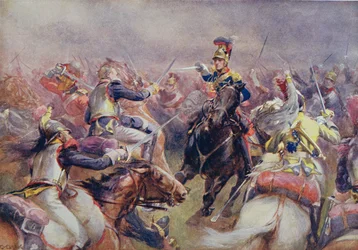 Der Angriff der schweren Brigade gegen die französischen Kürassiere bei Waterloo, aus 