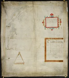 Karte der Bayford- und Goodmanston-Güter in Murston und Sittingbourne, Kent: 1590