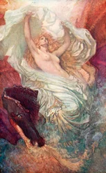 Das Erwachen von Wales (Farblithografie)