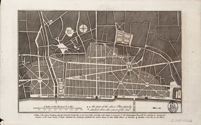 Plan der Stadt London nach dem Großen Brand von 1666