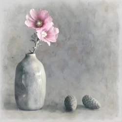 Stillleben mit rosa Stockrose