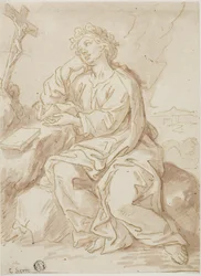 Heilige Dorothea betet in der Wüste