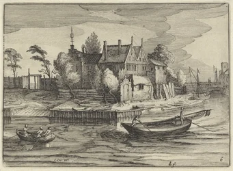 Boote bei einem Landgut (Holländische Landschaften, Amaeniores Aliquot Regiunculae)