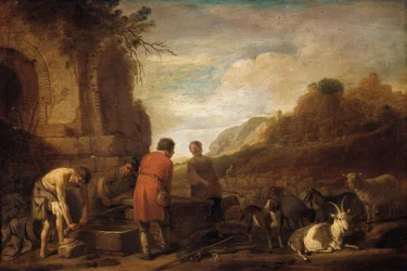 Das Treffen von Jakob und Rahel (Genesis 29:10)