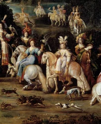 Falkenjagd (Detail) von Claude Deruet