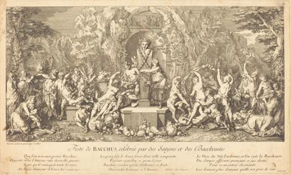 Fest des Bacchus, gefeiert von Satyrn und Bacchantinnen