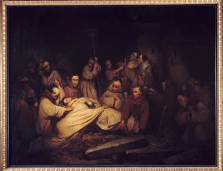 Der Graf von Comminges. Letzte Szene der Denkwürdigkeiten des Grafen von Comminges, die den Grafen von Comminges zeigt, wie er Adelaide nach seinem Tod erkennt.