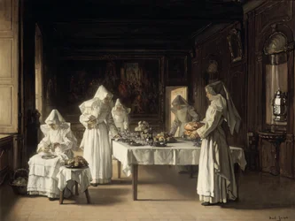 Abendessen im Hospiz von Beaune, Frankreich, spätes 19. bis frühes 20. Jahrhundert