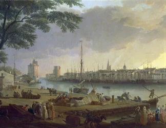 Ansicht des Hafens von La Rochelle, Gemälde von Joseph Vernet (1714-1789), (Detail)