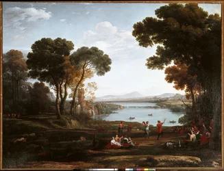 Landschaft mit tanzenden Figuren