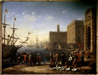 Ansicht eines Hafens mit dem Kapitol