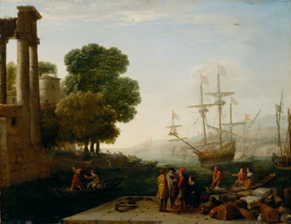 Ein Hafen bei Sonnenuntergang