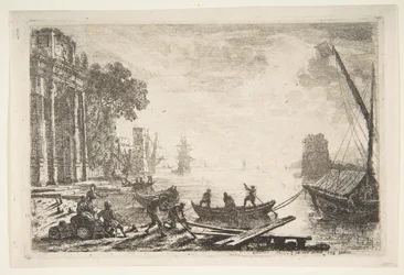 Hafenszene mit aufgehender Sonne (1634)