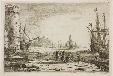 Hafen mit einem großen Turm