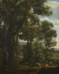 Landschaft mit einem Ziegenhirten und Ziegen