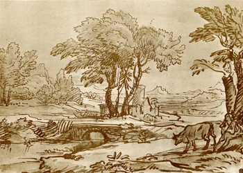 Landschaft mit Brücke