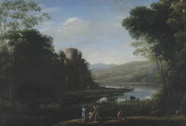 Flusslandschaft mit Hirten