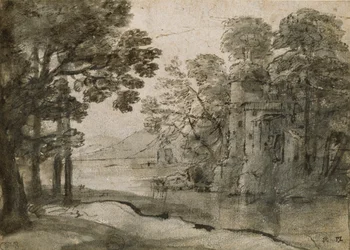 Wassermühle zwischen Bäumen, ca. 1635-1638