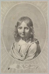Büste von Jesus als Kind in einem Oval