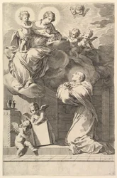 Heiliger Bernhard kniet vor der Jungfrau und dem Kind, 1640