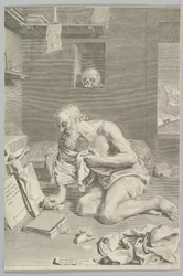 Der heilige Hieronymus betet in seiner Zelle, 1665