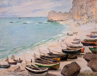 Boote am Strand von Etretat