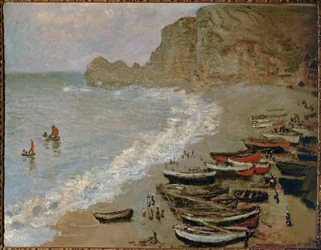 Etretat: Der Strand und der Hafen von Amont