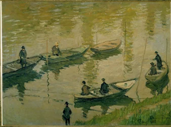 Gruppe von Fischern an der Seine bei Poissy